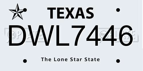 DWL7446 Texas License Plate