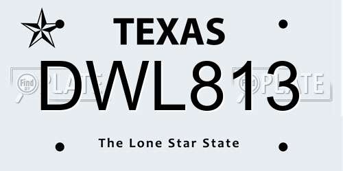 DWL813 Texas License Plate
