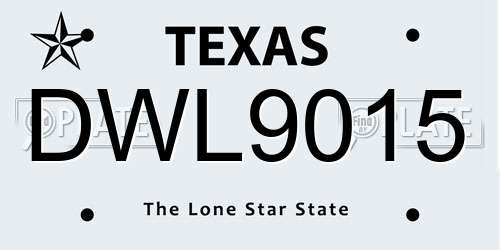 DWL9015 Texas License Plate
