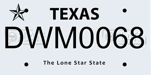 DWM0068 Texas License Plate
