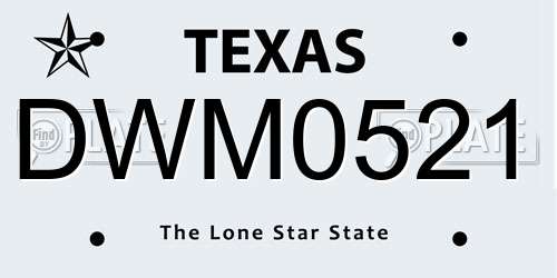 DWM0521 Texas License Plate