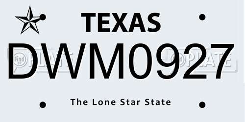 DWM0927 Texas License Plate