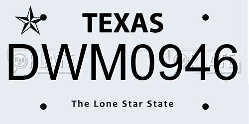 DWM0946 Texas License Plate