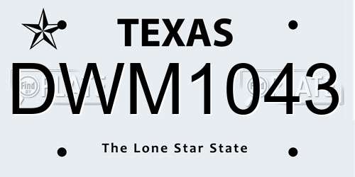 DWM1043 Texas License Plate