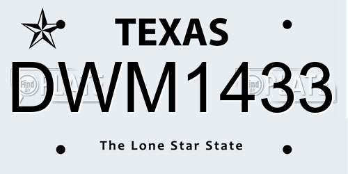DWM1433 Texas License Plate