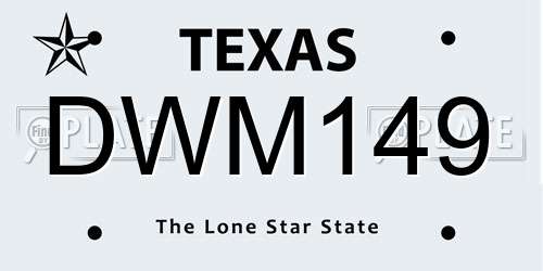 DWM149 Texas License Plate