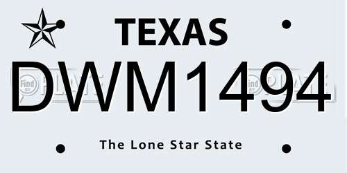 DWM1494 Texas License Plate