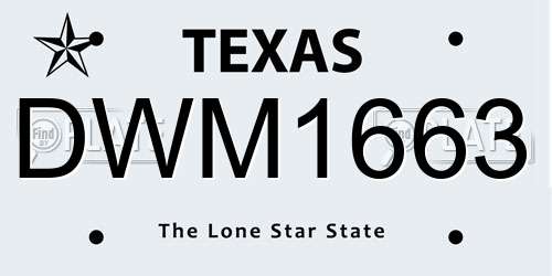 DWM1663 Texas License Plate