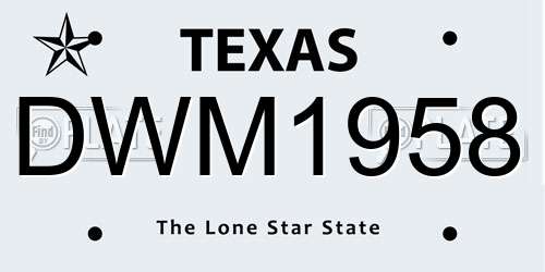 DWM1958 Texas License Plate
