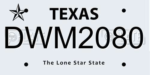 DWM2080 Texas License Plate