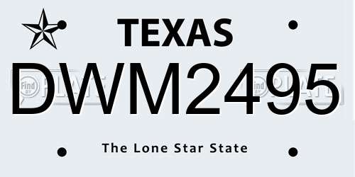 DWM2495 Texas License Plate