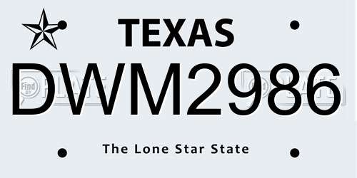 DWM2986 Texas License Plate