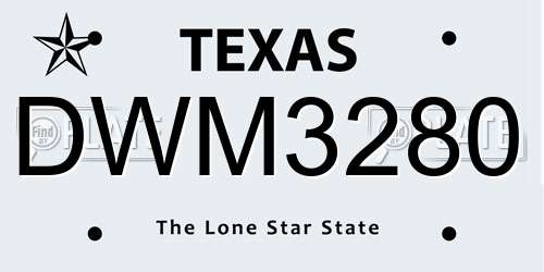 DWM3280 Texas License Plate