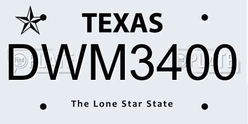 DWM3400 Texas License Plate