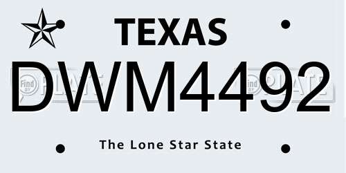 DWM4492 Texas License Plate