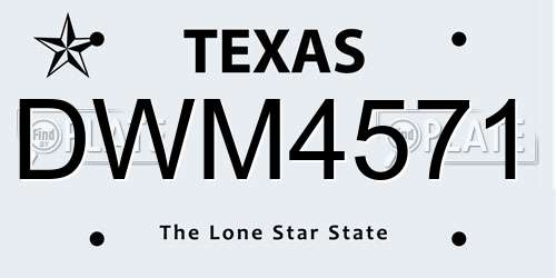 DWM4571 Texas License Plate