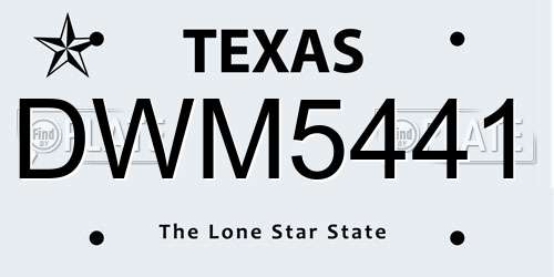 DWM5441 Texas License Plate