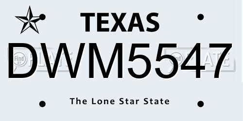 DWM5547 Texas License Plate