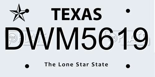 DWM5619 Texas License Plate