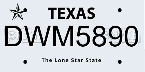 DWM5890 Texas License Plate