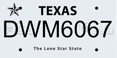 DWM6067 Texas License Plate