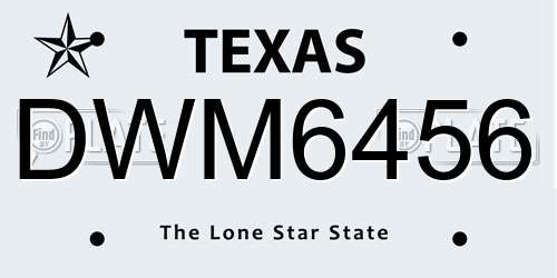 DWM6456 Texas License Plate