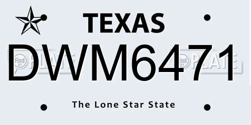 DWM6471 Texas License Plate