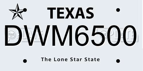 DWM6500 Texas License Plate