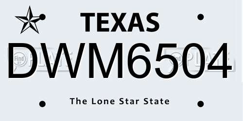 DWM6504 Texas License Plate