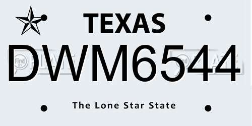 DWM6544 Texas License Plate