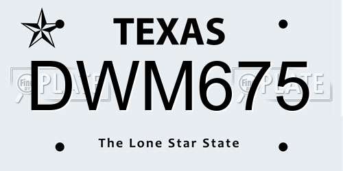 DWM675 Texas License Plate