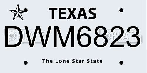 DWM6823 Texas License Plate