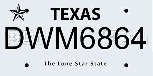 DWM6864 Texas License Plate