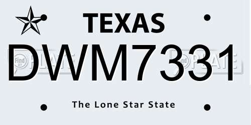 DWM7331 Texas License Plate
