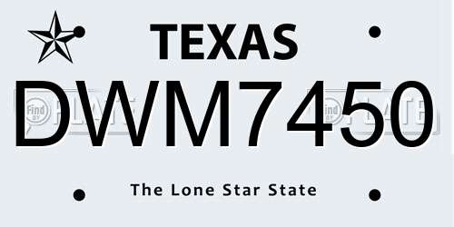 DWM7450 Texas License Plate