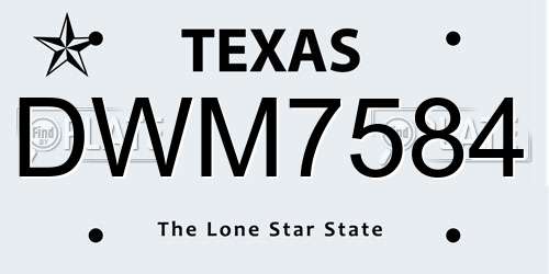 DWM7584 Texas License Plate