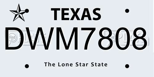DWM7808 Texas License Plate