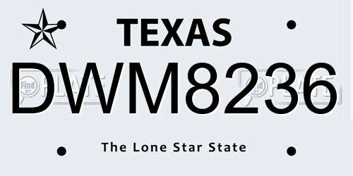 DWM8236 Texas License Plate