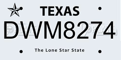 DWM8274 Texas License Plate