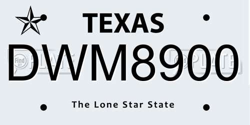 DWM8900 Texas License Plate