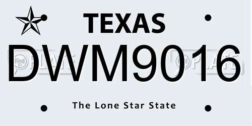 DWM9016 Texas License Plate