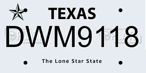 DWM9118 Texas License Plate
