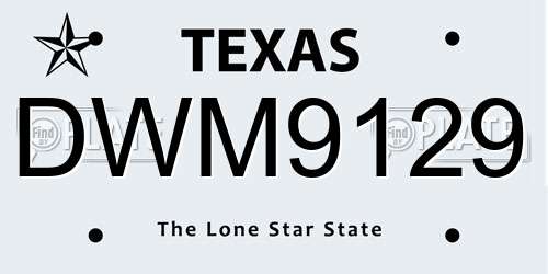 DWM9129 Texas License Plate