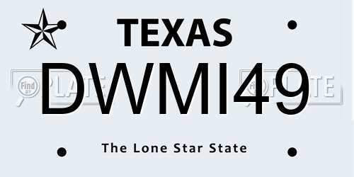 DWMI49 Texas License Plate