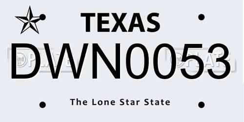 DWN0053 Texas License Plate