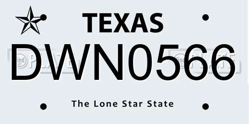 DWN0566 Texas License Plate