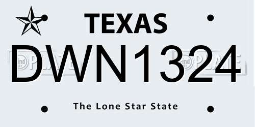 DWN1324 Texas License Plate