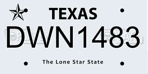 DWN1483 Texas License Plate