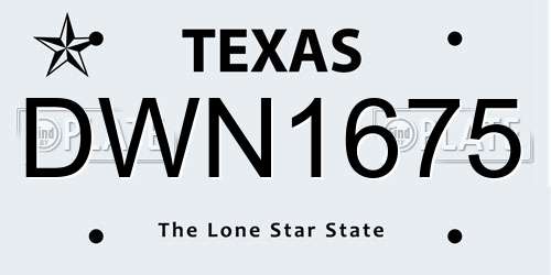 DWN1675 Texas License Plate