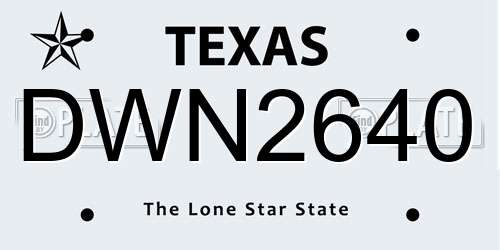DWN2640 Texas License Plate